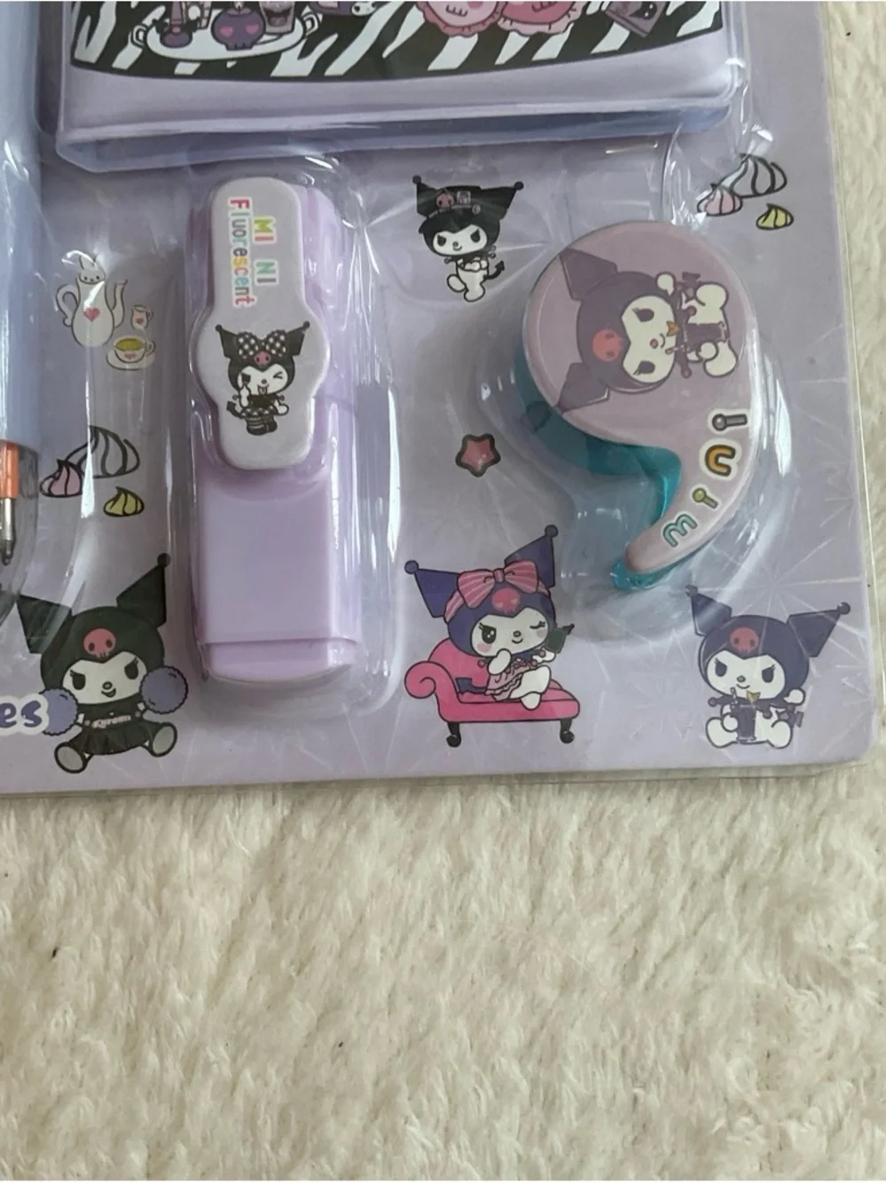 Purple Character Kids Stationery Set with 8-Color Pen
